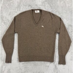 Vintage Steeplechase Sweater Mens XL Brown Lightweight Made In USA 70s 80s VNeck